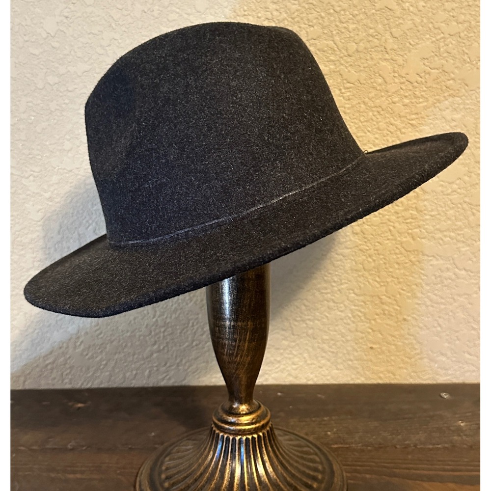Four Buttons San Diego Hat Co Womens Black Felt Fedora Wide Brim Hat OS